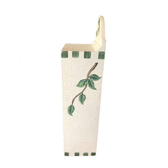 VTG 3 Drawer Kitchen Cupboard Shelves Hand Painted Apples On The Vine 13X5.5X4 - Picture 4 of 6